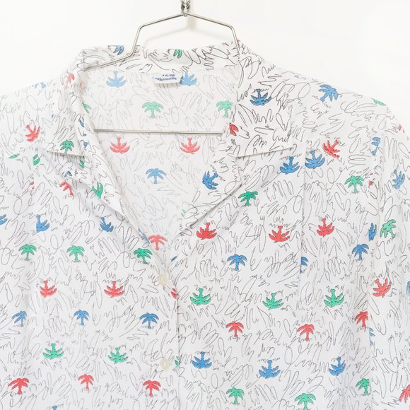 Vintage Palm Tree Print Button Down Top - Picture 3 of 4